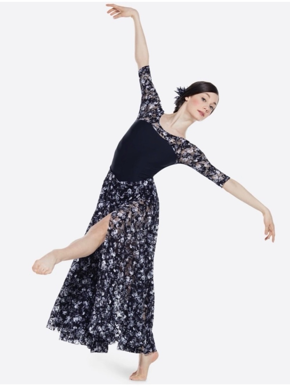 Revolution | Give Me Love Floral Black Dance Dress Maxi Skirt Side Slit, SA MA